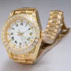 Femmes Diamond Watch Automatic Full Gold With Diamond Chizel White Dial White Lady Taille Gold Lady Watches 26 mm Designer Femmes Watchs Full Diamond Mezel Diamond Marker