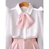 Kvinnors träningsdräkter vit skjorta sexiga rosa shorts temperament blusom sommarkläder för kvinnor 2024 2 stycke uppsättningar kostym koreanska topp korta byxor
