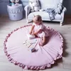 Carpet 95cm solid newborn baby game mat soft cotton crawling girls and boys carpet circular floor childrens room home decoration Q240426