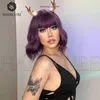 HAIRCUBE purple straight bangs short curly hair cosplay style event party wig new