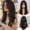 2024 Multiple multi-color options available full head set gradient gold black brown hot selling medium length straight hair curly wig