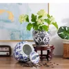 Vases Vintage Home Classic Classic Blue et blanc Porcelaine of Flowers Cerramic Artists with Cover Rangement Jar Desktop Decor Flower Pot