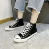 Sapatos casuais feminino 2024 Canvas Vulcanize Women Women Sneakers Lace Up High Top Zapatos