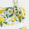 Clothing Sets Summer Girls Swimwear Two Pieces Oblique Shoulder Swimsuit Kids Floral Print Bikini Toddler Swimming Suit Set