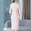 Zweiteilige Kleid Ankunft elegante Damen formelle Rock Anzüge Frauen blau rosa halbe Ärmel weibliche Blazer -Set für Geschäftsarbeit