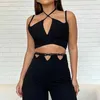 Kvinnors tvåbitar byxor waytobele kvinnor två stycken set sommar mode sexig halter nacke bind upp spänning spets upp backless topp cutout bred ben byxor set y240426