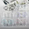 Kontaktlinienzubehör Süßigkeit Farbe Mädchen Kontaktlinsen Box Mini Clear Tragbares Kontaktlinsenkoffer mit Pinzette Saugstift für Reisekithalter D240426