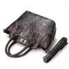 Tas yourason 2024 vrouwelijke retro handgemaakte echte lederen bloemen messenger tassen hassp zachte dames schouder embossing ritssluiting handtassen