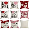Kissen 18x18 Kissenbezüge Valentinstag Liebe werfen Leinenbezüge für Sofa Couch Home Decoration Mode und einfach