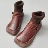 Boots Careaymade-Genuine Leather Vintage Dames Sokken Pure Minderheid Design Originele enkele handgemaakte dikke Soled Shoes