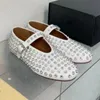 Fashion spring and autumn brand design women's shoes flat shoes mesh shoes leather shoes large size dance casual wedding dance lady running crystal stone single shoes