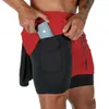 Shorts masculins pour hommes shorts de train de fitness été noirs décontractés 2-en-1 Séchage rapide de gym de course short extérieur ultra-mince pantalon J240426