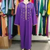 S-2xl Purple Abaya Dubai Turquia Vestido Hijab Muçulmano Galabia Roupas femininas Mulher Moda Festival Diamante brilhante 240415