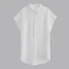 Blouses pour femmes chemises blanches fraîches Simple polyvalent Tempérament estival de niche à manches courtes courte T392