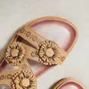 Casual Shoes Summer Woman 2.5cm Platform 3cm Low Heels Sandals Female Large Size Flower Sequin Wedges Crystal Bohemian Beach Sandles