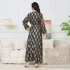 Ethnic Clothing Middle Eastern Arab V-neck Gold Plated Long Sleeved Fashion Dress Muslim Maxi Dresses For Women