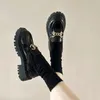 Mokasyny kobiety buty kobiety moda Mary Janes okrągłe palce płaskie mokasyna Oxfords platforma swobodna metalowa łańcuch bukle obcasy 240419