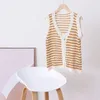 Gilet pour femmes 2024 Summer Women Fashion Sans manches Sexy Sexy Casual Striped Cotton and Linen Material V-Neck Tricoted Soft Cardigan College