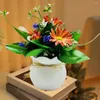 Decorative Flowers Artificial Potted Flower Elegant Plants For Home Office Decor 5 Head Table Centerpiece Indoor