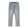 Jeans masculin jeans à hommes bleu clair y2k couleur solide brodée pantalon de jambe droite de poche lavage de poche A160L2404