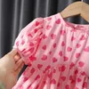 Vestidos de menina Casual Summer Kids Girls Dress Kids Floral Rous