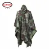 Sets/pakken Tactisch onePiece Raincoat Jungle draagbare camouflage 210*140 cm multifunctioneel waterdichte waterdichte cloaktype volwassen regenkleding pvc