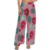 Women's Pants Colorful Flower Print Womens Tropical Floral Bird Leaf Street Wear Trousers High Waisted Trendy Wide Leg Gift Idea