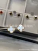 Seiko Edition Top Brand Vancefe Earrings Fanjia Clover örhängen Kvinnlig Pure Silver Plated 18K Rose Gold Natural Fritillaria Instagram Light Luxury Earring Present