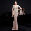 Runway jurken gouden pailletten avondjurk vrouwen lange slve jurk yidingzs elegant feest maxi jurk long prom jurk y240426