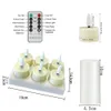 set of 6 LED Rechargeable TeaLight 3D Flame Candles Remote controlled with Timer Votive Candle for Wedding Christmas Party Decor 240416