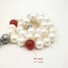 Tasbih Natural Fraphwater Pearls 100％本物の真珠赤はイスラム教徒のイスラム女性ジュエリーファッションネックレスアラビアアクセサリー240415