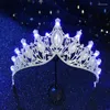 Klipsy do włosów Tiary i nakrycia głowy LED LED Crown Crown Rhinestone Tiara For Women Wedding Bride Akcesoria Dziewczyny Party Biżuteria