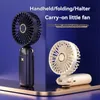Electric Fans New handheld folding small fan USB mini portable fan large wind power digital display multi-function neck fan