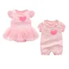 Robes de fille nouveau-né bébé Bodys de Bodys Bildy Girls Princess Robe Baby Baptême Baptême Bobe Party Mariage 0-3 3-6 6-9 mois Bodys D240425