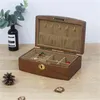 Jewelry Pouches Retro Wooden Storage Box Women Ring Earrings Necklace Bracelet Gift Display With Lock Small BirthdayGift