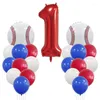 Décoration de fête 1 ensemble de 21 ballons de papier d'aluminium de baseball 32 pouces rouges taille 1-9 garçons filles sportives décorations d'anniversaire thématiques bébé sh
