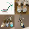 Sandales Aquazzura à talons hauts 100 mm en cristal transparent PVC Talons rouges verts talon-rigoute pour femmes Designers d'été chaussures robes à talons
