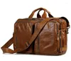 Backpack Nesitu High -End Capacity Brown A4 Couro genuíno Mulheres homens Bolsa de viagem Bolsa de ombro Bolsas de ombro M7014