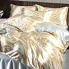 Luxury Natural Silk Bedding Set High-End Printing Silky Satin Quilt Cover Enkel Double Queen Size Printing Då täckning Set 240422