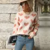 Women's Knits Autumn Winter Simplicity Solid Color Valentine's Day Casual Love Long-Sleeved Pink Sweater Fashion 2024 Arrivals D