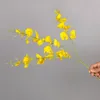 Flores decorativas de três garfo da dança de orquídea simulação falsa flor flor de seda sala de estar decoração artificial