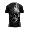 Men's T-Shirts Horror Skull 3d Print Mens T-Shirt Cranium Pattern Short Slve Crew Neck Pullover Summer Strt Fashion Oversized Clothing T240425