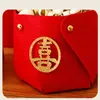 Gift Wrap 4Pcs Cloth Chinese Wedding Candy Bag Handle Big Red Boxs Dessert Party Joy Housewarming Basket