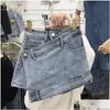 Saias y2k retro mulheres coreano botão azul curto jeans mini estética de esqui fada fada plissada jeans A alt-line roupas alt dicas de dhklp