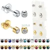 Stud 2pcs/lot Steel Earring Studs Ear Piercing Gun Birthstone Gem Ear Studs Earring Stud Tragus Cartilage Helix Piercing Jewelry d240426