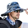 9018 Utomhusfiskare Hat Leisure Jungle Round Edge Net Hat Mountaineering Fishing Camo Benni Hat