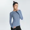 Active shirts tees summer Yoga Round neck long sleeved top tight fitting and quick drying running sports T-shirt sexy and slimming fitness