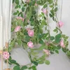 Dekorativa blommor 1 st 165 cm Simulerade stora rosvine inomhusväggmonterad rörledningsdekoration lindad med gröna växter