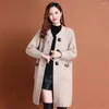 Damen Strick Herbst Winter Mode koreanische Kapuze abnehmbares Design Strickmantel Strickwege Lady Long Jacket Coats Frauen Kapuze -Strickjacke Pullover