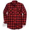 Skjortor Fall Men's Flanell Plaid LongSleeved Casual Button Shirt USA Regular Fit Size S till 2xl, klassisk rutig, dubbelfickdesign